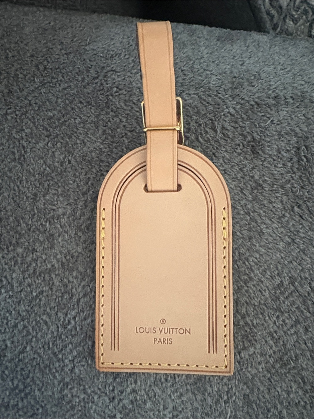 Louis Vuitton Beige Leather Luggage Tag with Dust Bag